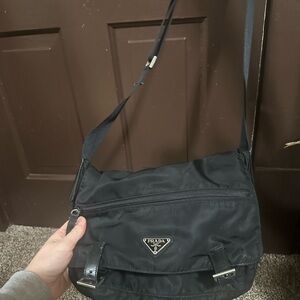 Prada Sleek Black Messenger Bag